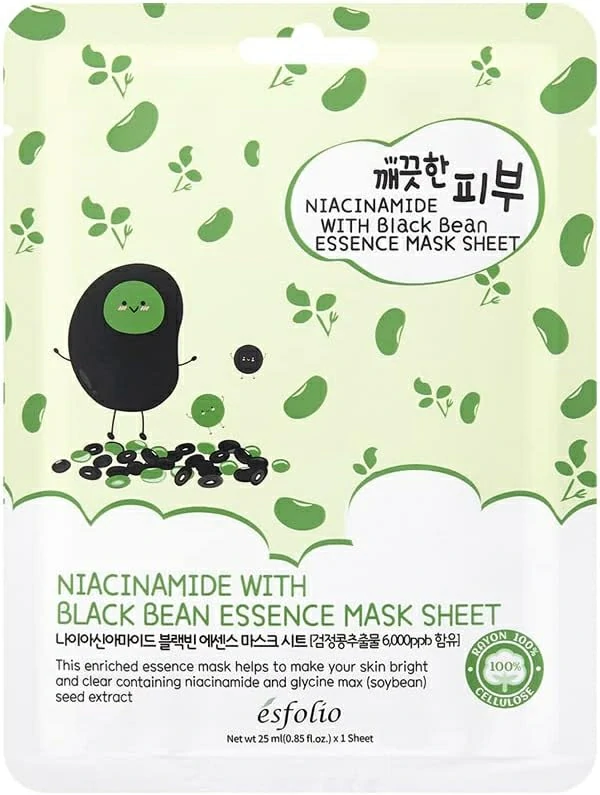 Esfolio Pure Skin Niacinamide Black Bean Essence Mask Sheet 25Ml