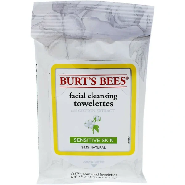 Burts Bees Sensitive Skin 1 X 10 Sheets Facial Cleansing Towelett