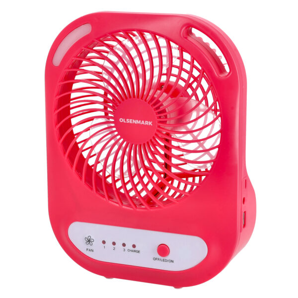 Olsenmark Rechargeable Fan, 6 Inch - 2x3.7V 1.5Ah Battery -OMF1785