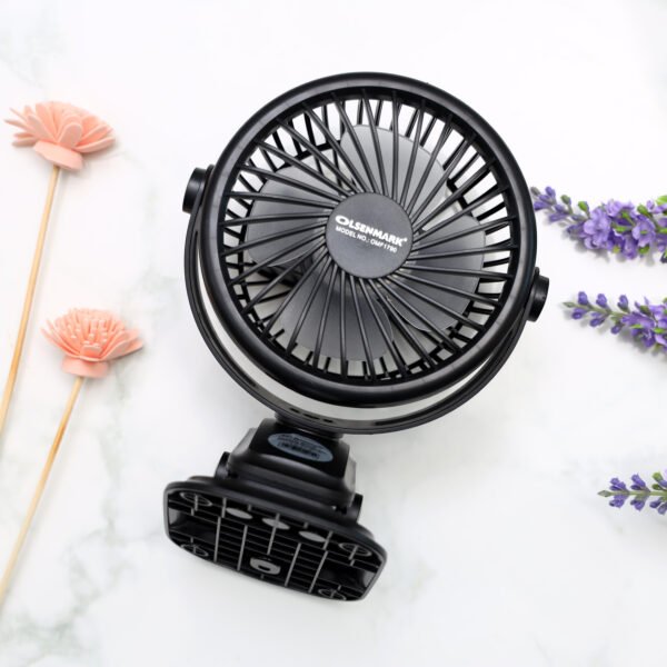 Olsenmark Rechargeable Mini Fan with Light- Clip Fan - 3.7V -OMF1790