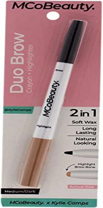 Mcobeauty Duo Brow Crayon + Highlighter Medium Brown  0.02Oz Eyebrow Pencil (Womens)