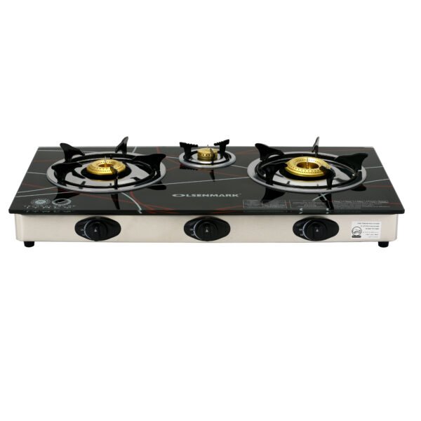 Olsenmark Gas Stove Tempered Glass Triple Burner  - OMK2197