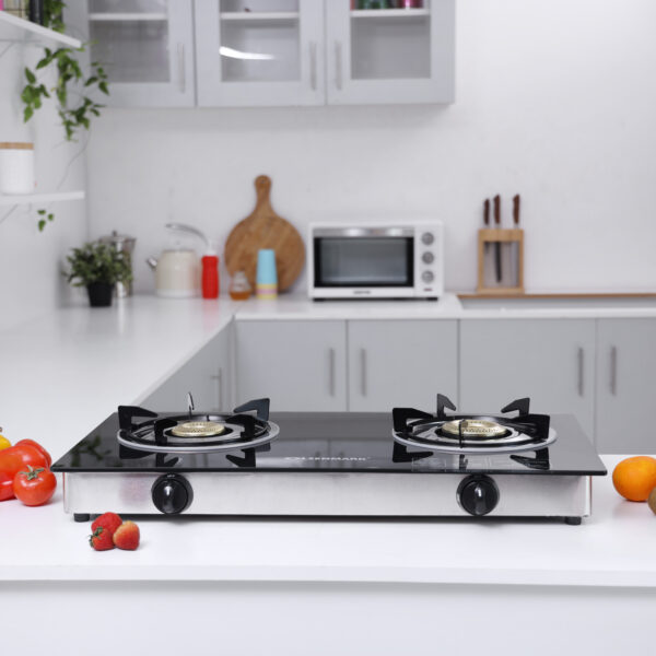 Olsenmark Gas Cooker | Dual Burners with Tempered Glass Panel-OMK2317