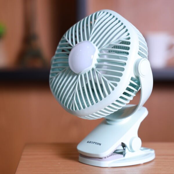 Krypton Rechargeable Mini Fan with Led Light- Clip Fan- 3.7V, 800mAh