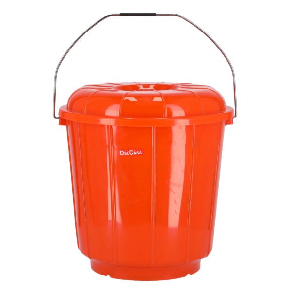 DC1641 18Ltr Plastic Bucket with Lid - Strong Handle- Red- 18 Liter