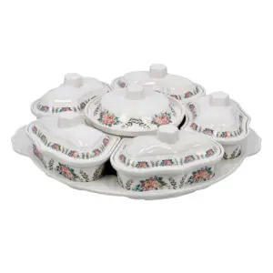 Portable Melamine 6 Compartment Revolving Serving Tray DC1917 Delcasa