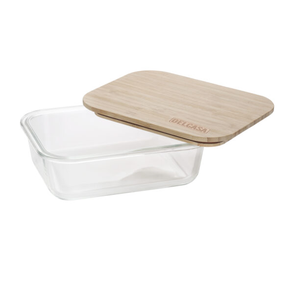 Delcasa 370 ML Airtight Glass Container with Bamboo Lid DC2365