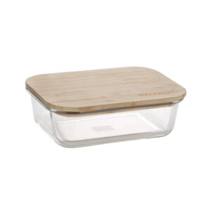 Delcasa 64ML Rectangular Airtight Glass Container with Bamboo Lid DC2366