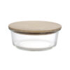 Delcasa 1300 ML Round Airtight Glass Container with Bamboo Lid-DC2372