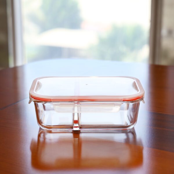 Rectangular Airtight Glass Container with Compartment, DC2375