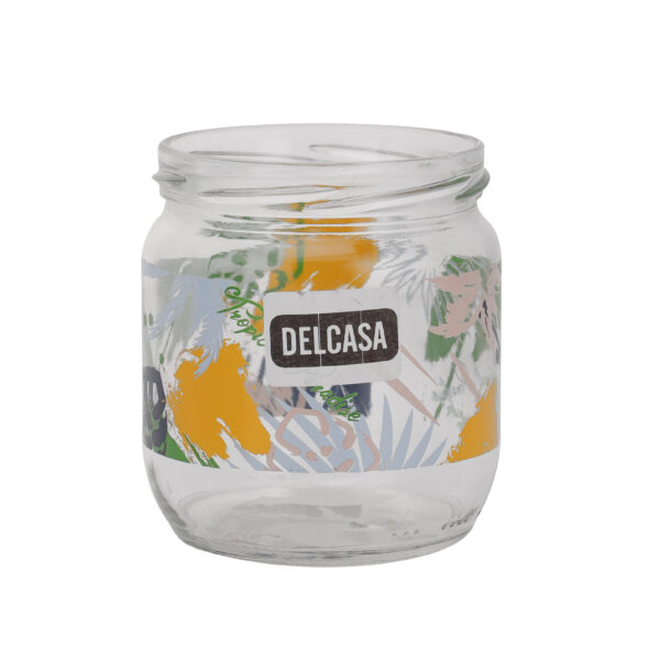 Aqua Decorated Glass Jar, 425ml Container with Lid, DC2593