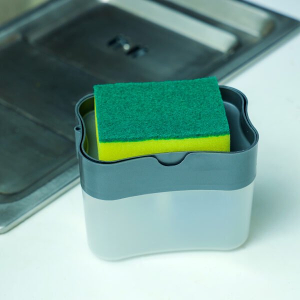 Liquid Soap Dispenser with Sponge Scrubber, 13oz, DC2602