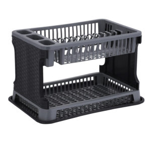 Royalford 2 Layer Rattan Dish Drainer, Plastic Drainer, RF10117 -