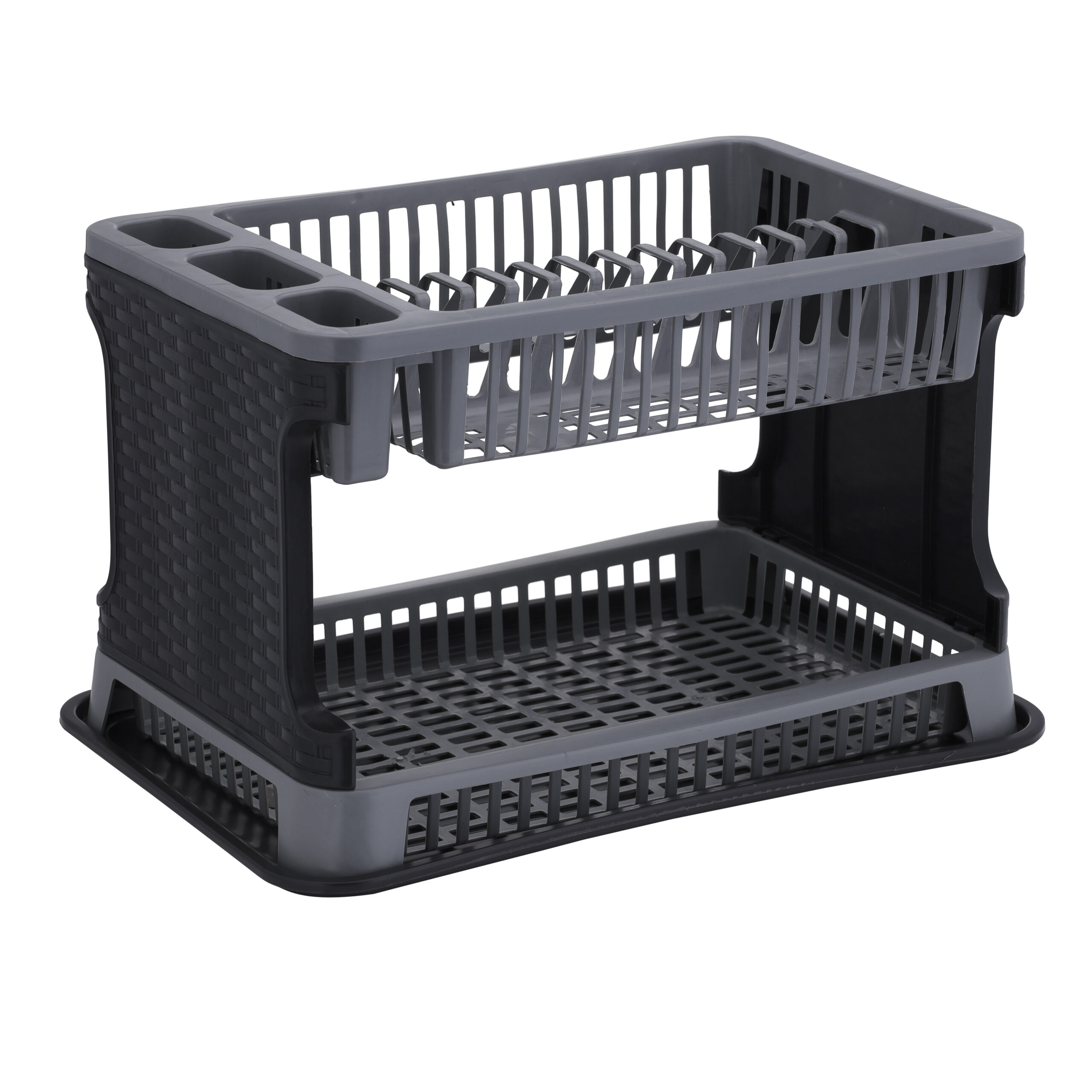 Royalford 2 Layer Rattan Dish Drainer, Plastic Drainer, RF10117 -