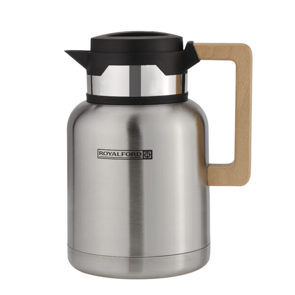 RoyalFord Stainless Steel Vacuum Jug with Wooden Handle, 1.2L, RF10170