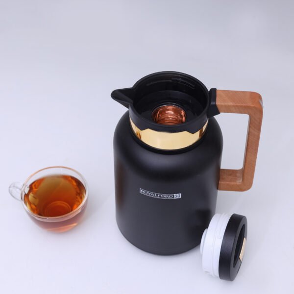 RoyalFord Double Wall Vacuum Jug with Wooden Handle, 1L, RF10172