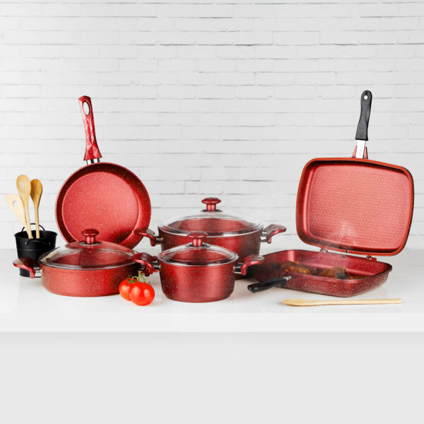 Royalford Chef Mark Granite Coated Cookware Set, 9 Pieces, Rf10268