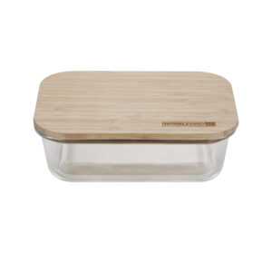 Rectangular Glass Food Container with Bamboo Lid, RF10319