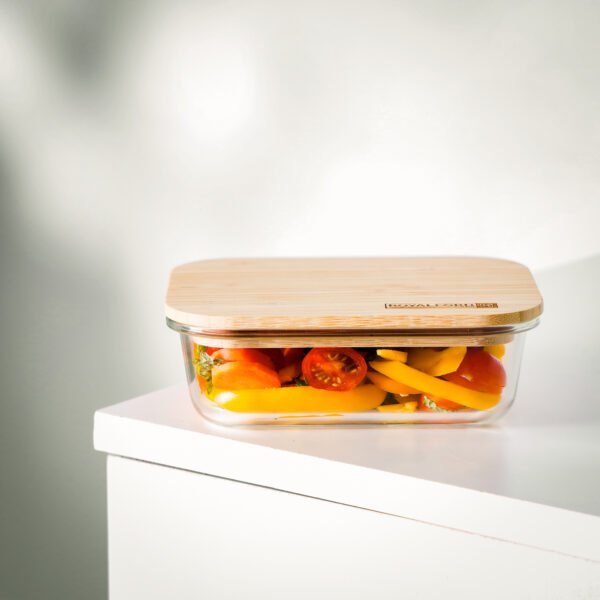 Rectangular Glass Food Container with Bamboo Lid, RF10320