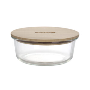 Round Glass Food Container with Bamboo Lid, RF10326
