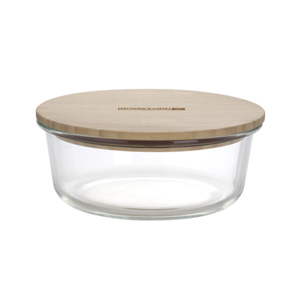 Round Glass Food Container with Bamboo Lid, RF10326