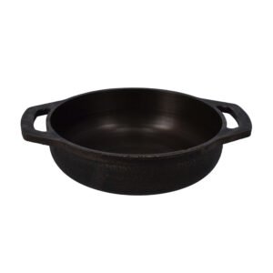 9 Inch Cast Iron Flat Base Kadai, RF10400