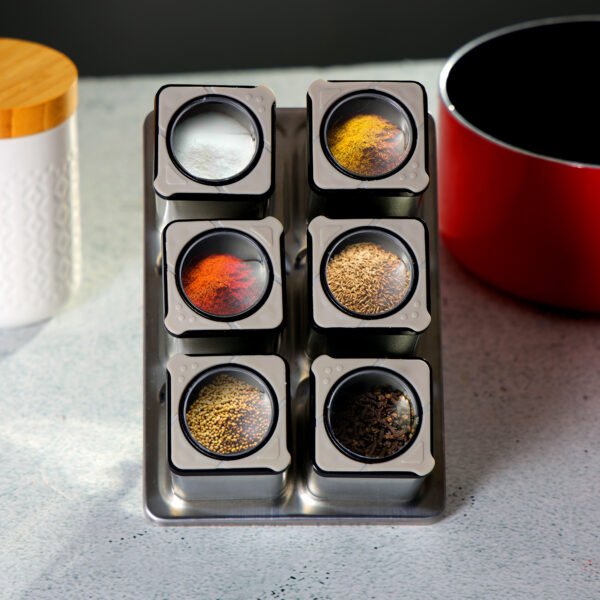 RoyalFord Spice Rack Set, Six 100ml Jars with Stand, RF10522