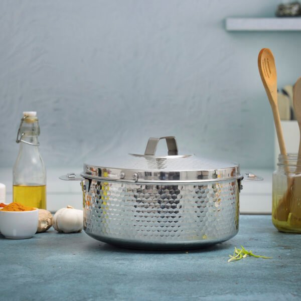 Reeva Hammered Double Wall Stainless Steel Hot Pot, RF10538