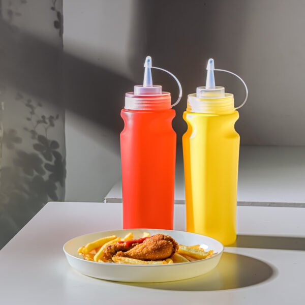 Royalford Ketchup Bottle, 2Pcs 560ml Red And Yellow Bottle, Rf10728,