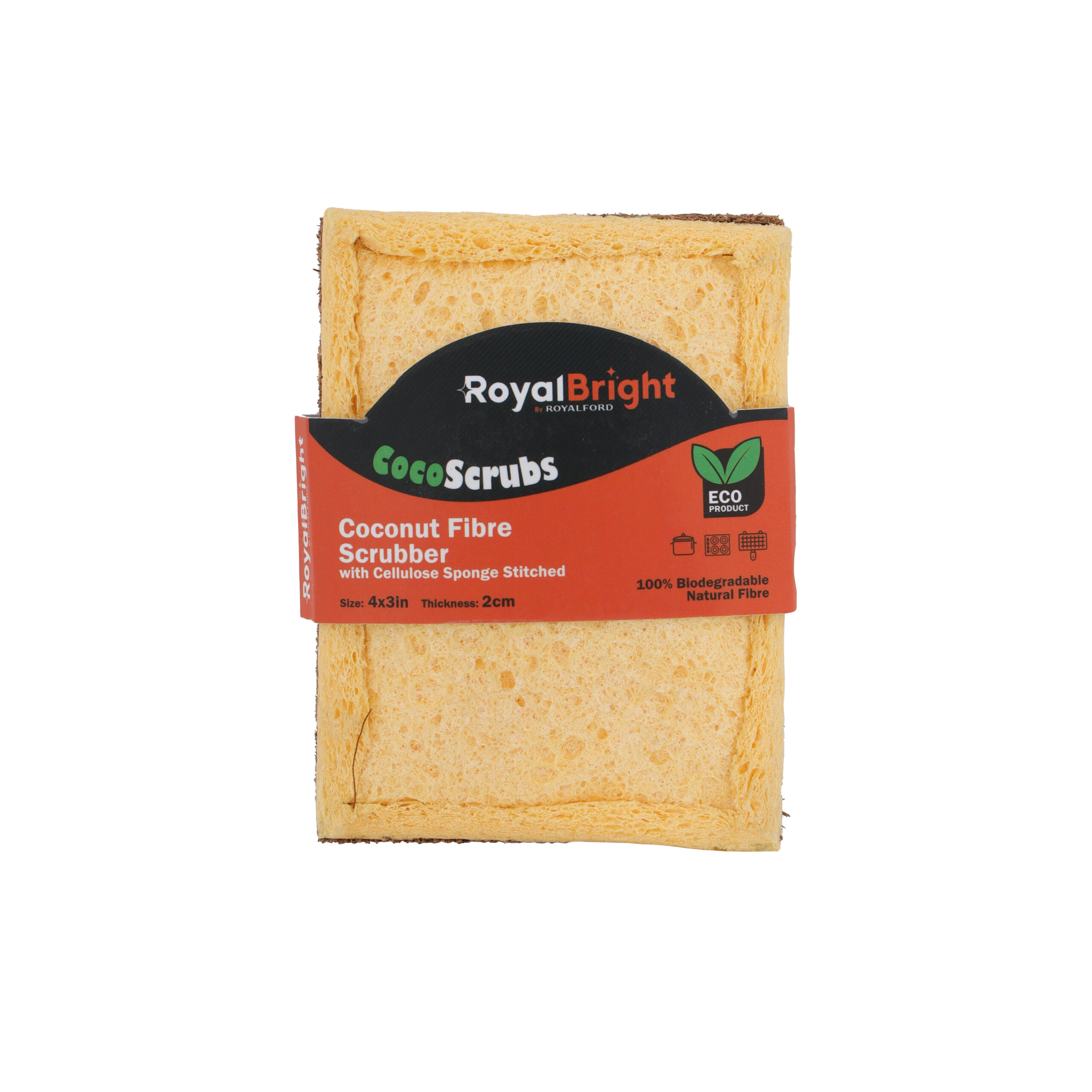 RoyalFord Coconut Fibre Scrubber Cellulose Sponge Stitched, RF10819