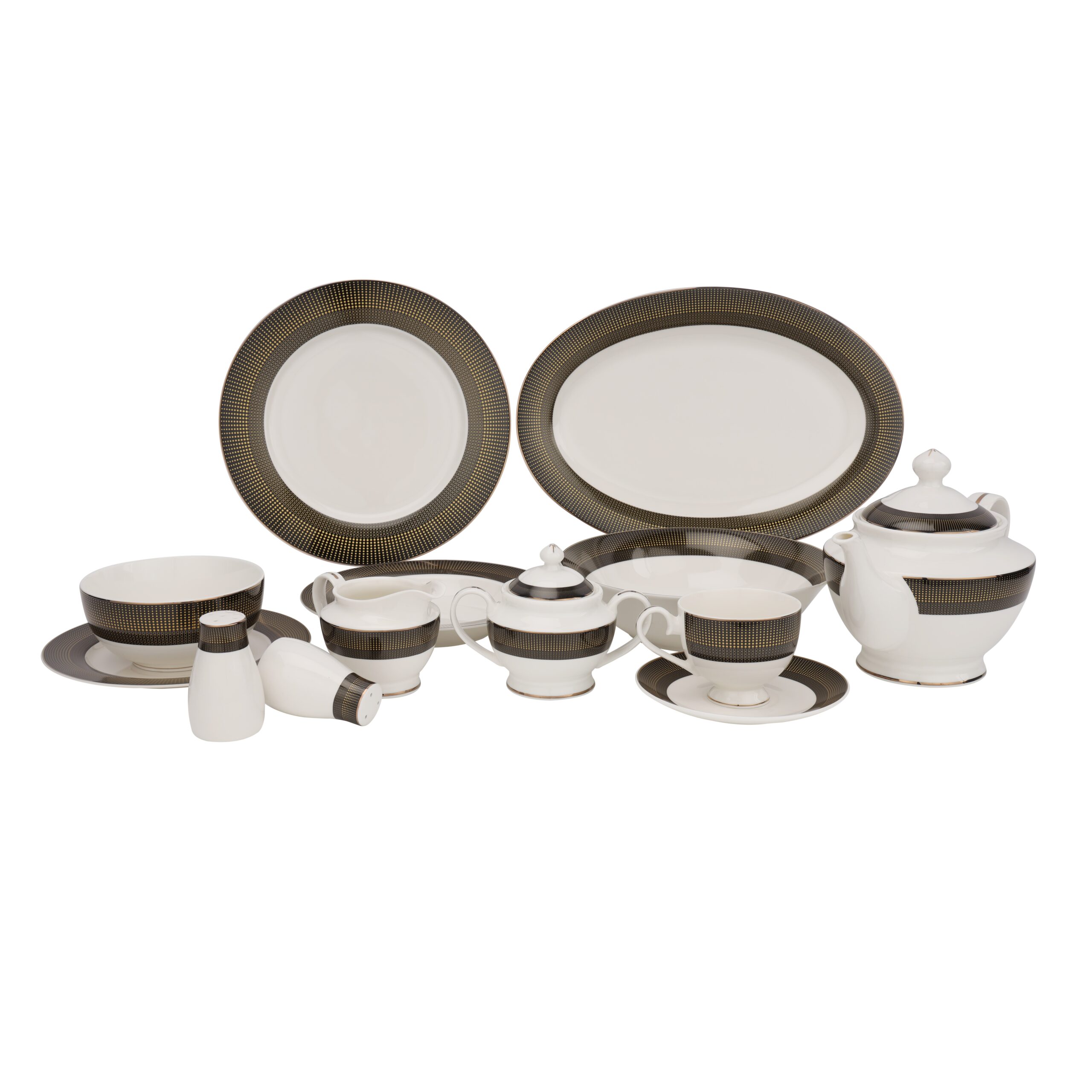 Royalford Premium Bone China Dinner Set, 83 Pcs Set, RF11046