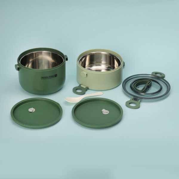 RoyalFord Double Layer Round Lunch Box, Stainless Steel Inner, RF11105