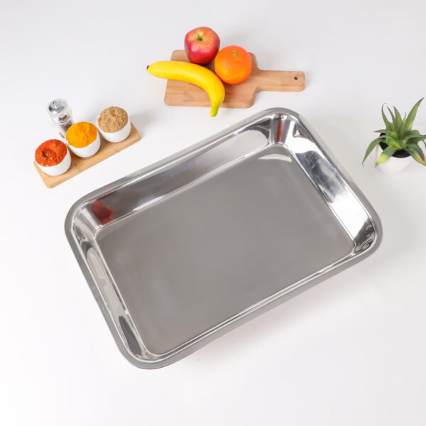 Royalford Stainless Steel Rectangular Tray Silver, 42CM, RF11622