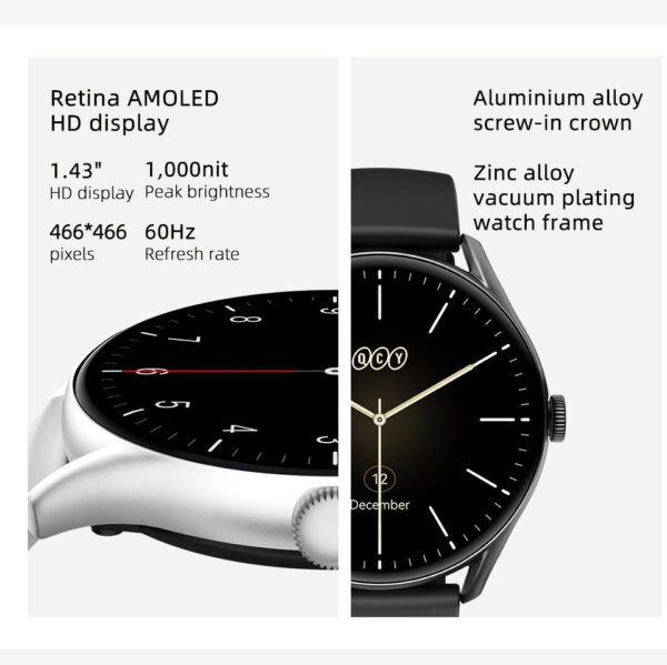 QCY Watch GT Smart Watch With Retina AMOLED HD Display Black