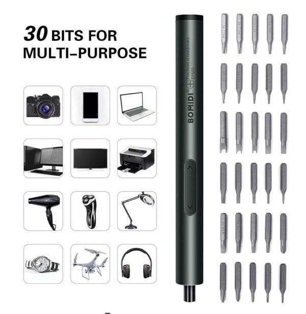 BOMIDI EPS02 Electric Screwdriver Set With 30 in One Black