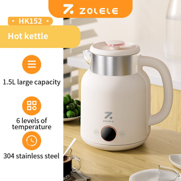 ZOLELE Smart Electric Kettle HK152 Cordless 1.5L Electric Kettle White