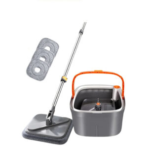 Zolele M16 Square Spin Mop With Separate Clean & Dirty Water Tanks Black