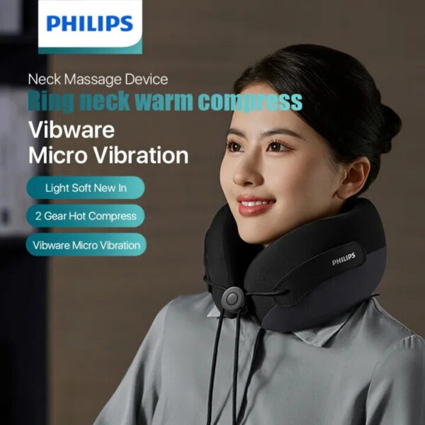 Philips PPM3306 U-Shaped Neck Massage Pillow Black