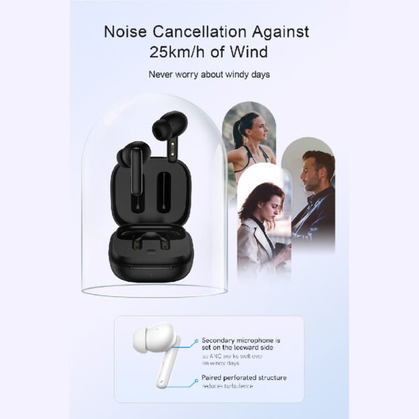 QCY T13 ANC Earbuds Featuring Active Noise Cancellation White