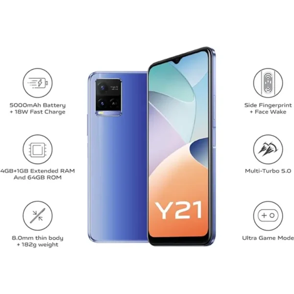 VIVO Y21 Dual SIM Metallic Blue 4GB RAM 64GB 4G LTE TRA