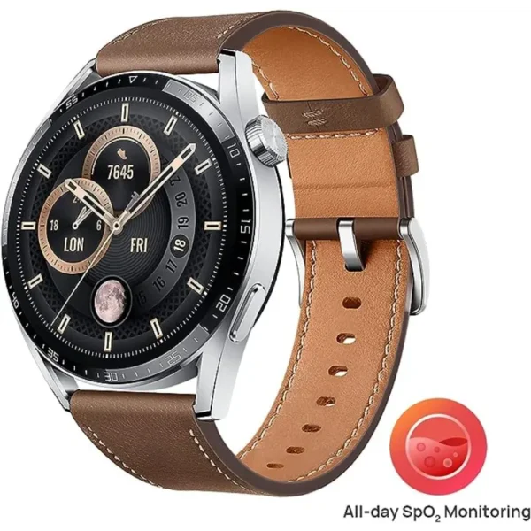 HUAWEI Watch Gt 3 46 Mm Smartwatch, Durable Battery Life, All-Day Spo2 Monitoring, Bluetooth Calling, Brown