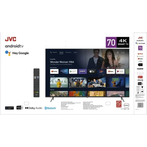JVC 70 Inch 4K UHD Smart TV Edgeless Black LT70N7135