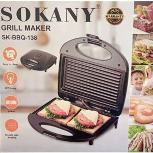 Sukany Sandwich Maker 800W with Double Sided Heating - SK-BBQ-138
