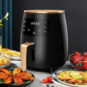 Lotus rose air fryer 4.5L 1400W Touch Screen Version Air Fryer For Party And Home Black