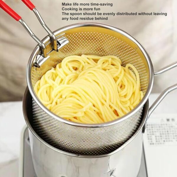 Small Deep Oil Fryer Stainless Steel Pot & Basket with Anti Scalding Silicone Handle