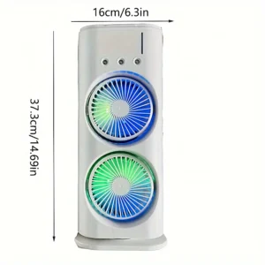 Portable Cooling Fan with Remote Control, 3 Speed Modes, Rotatable with water Tank Mini Air Cooler, Mist Cooling Fan