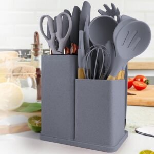 CERAMIC Kitchen Utensils Set of 19 Silicone Cooking Utensils with Holder Non stick Cookware Friendly And Heat Resistant